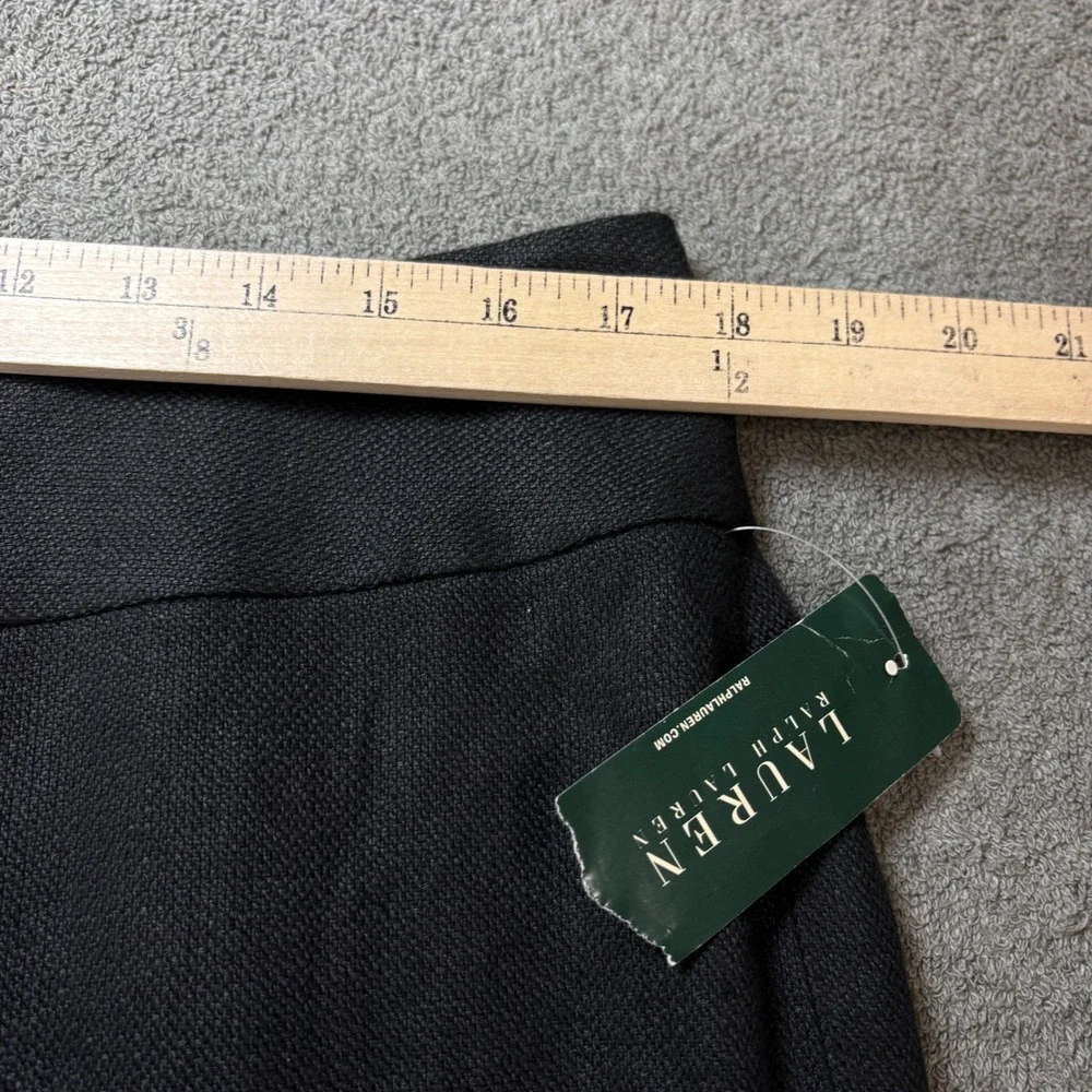 Lauren Ralph Lauren Pencil Skirt Womens 12 Black Fountainheal-F Linen Lined NEW